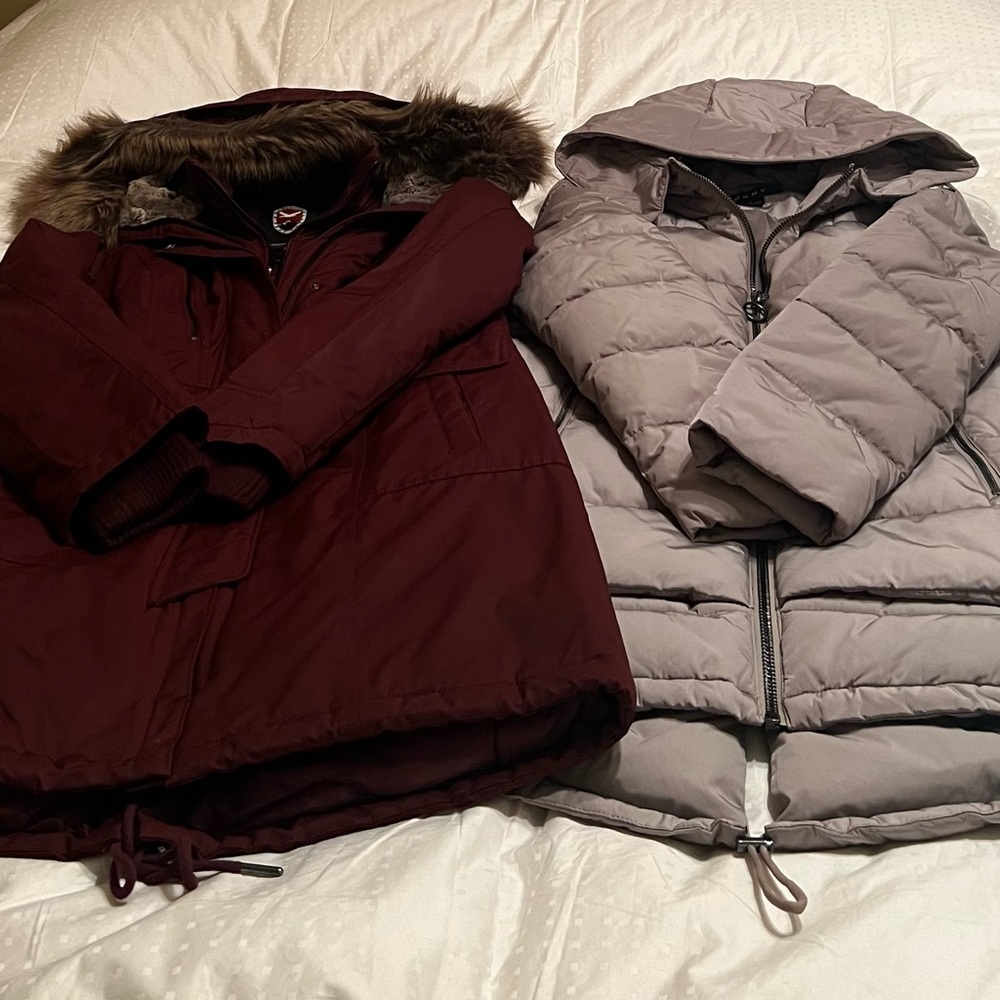 NWOT WOMEN MADISON 1 DOWN FILLED FAUX FUR TRIM HOODED INNER SZ S